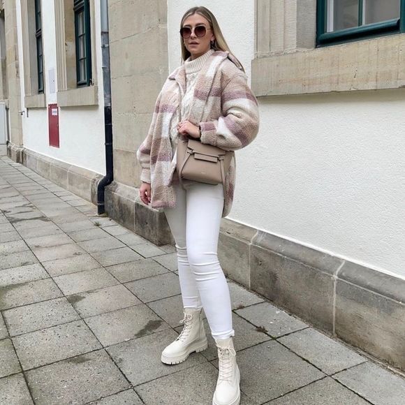 H&M Plaid Pastel Colors Faux Shearling Jacket Lined Warm - Picture 6 of 14